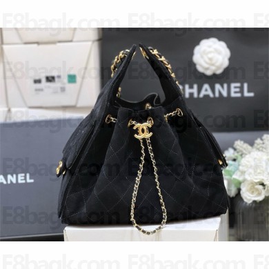 Chanel black small hobo bag in SUEDE LEATHER AS5293 2025(ORIGINAL QUALITY)