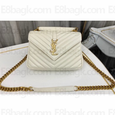 Saint Laurent college medium chain bag in quilted leather 600279/487213 White/Gold