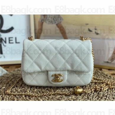 Chanel Mini Flap Bag Calfskin WHITE/Gold AS3828 2023