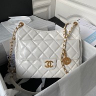 Chanel Hobo Handbag in Shiny Crumpled Lambskin AS4322 WHITE 2023