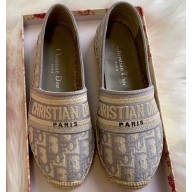 Dior Granville Oblique Embroidered Cotton Espadrilles Gray 2020