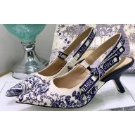 Dior Heel 6.5cm J'Adior Slingback Pumps Toile de Jouy Embroidered Blue 2020