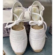 Dior Granville Oblique Embroidered Cotton Lace-up Espadrilles Sandals White 2020