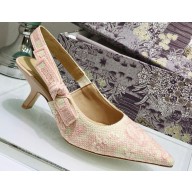 Dior Heel 6.5cm J'Adior Slingback Pumps Toile de Jouy Embroidered Pink 2020