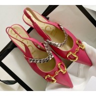 Gucci Chain Leather Pumps with Horsebit 616596 Fuchsia