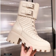 Gucci Chevron Matelassè Leather Boots White with Interlocking G 2020