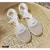 Dior Mesh Embroidery Granville Espadrilles Sandals with Laces White 2020