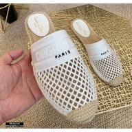 Dior Mesh Embroidery Granville Espadrilles Mules White 2020