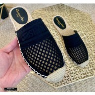Dior Mesh Embroidery Granville Espadrilles Mules Black 2020