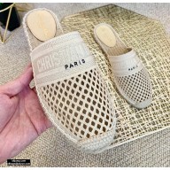 Dior Mesh Embroidery Granville Espadrilles Mules Nude 2020