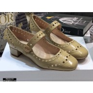 Dior Heel 3.5cm Teddy-D Ballerinas Perforated Glazed Calfskin Nude 2021