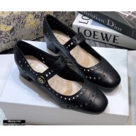 Dior Heel 3.5cm Teddy-D Ballerinas Perforated Calfskin Black 2021