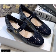 Dior Heel 3.5cm Teddy-D Ballerinas Perforated Glazed Calfskin Blue 2021