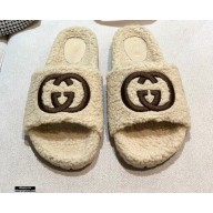 Gucci Merino Wool Slide Sandals with Interlocking G 646225 Beige 2021