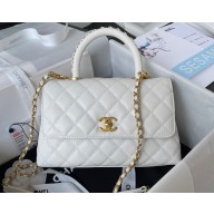 Chanel Coco Handle Small Flap Bag A92990 in Grained Calfskin White 2023