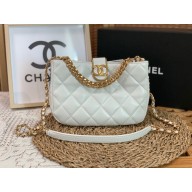 chanel Lambskin & Gold-Tone Metal WHITE Hobo Handbag AS3476 2022