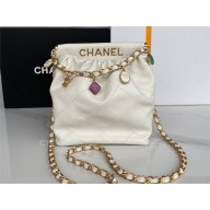 Chanel Small Bucket Bag in Lambskin, Resin AS3793 white 2023