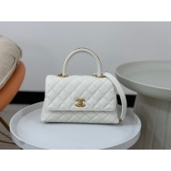 Chanel medium calfskin Top Handle bag A92991 white 2023