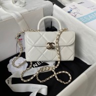 Chanel Quilted Shiny Calfskin Mini Box Bag AS4469 white 2023