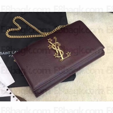 SAINT LAURENT MONOGRAM SAINT LAURENT CHAIN WALLET IN BLACK GRAIN DE POUDRE TEXTURED LEATHER 447933