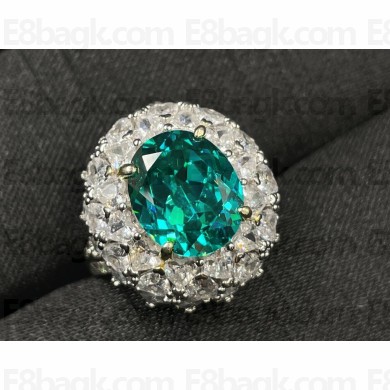 Cubic Zirconia Paraiba Tourmaline Ring 01
