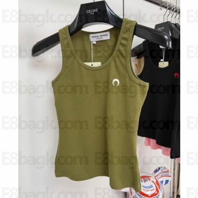 Marine Serre Moon cotton-blend jersey tank top army green 2025