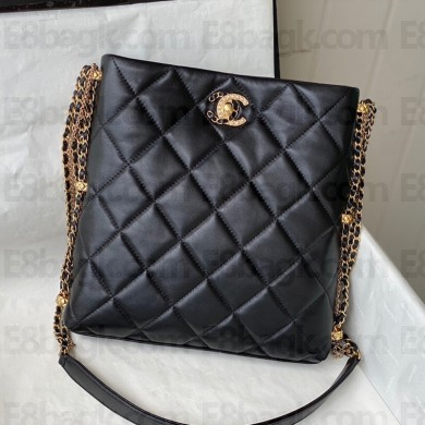 Chanel Lambskin Chain bag in black   As2564