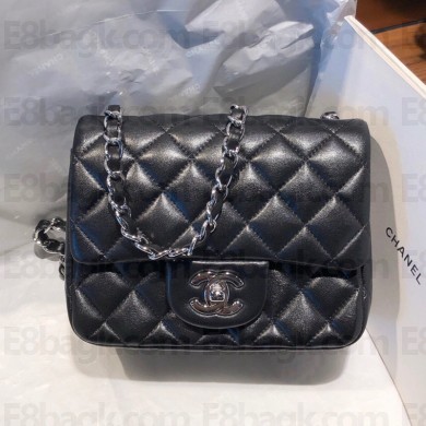 Chanel Lambskin Classic Flap bag in black A01115 with silver hardware(original quality)