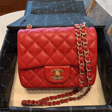 Chanel Caviar grained calfskin Classic Flap bag in red WITH gold HARDWARE A01115(ORIGINAL QUALITY)
