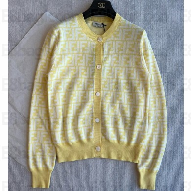Fendi cotton knit sweater yellow 2025