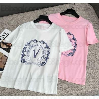 Versace cotton T-SHIRT WHITE/pink 2025