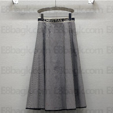 Dior Houndstooth zipper long skirt 2025