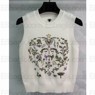 Dior Knitted embroid Tank Top white 2025