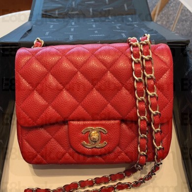 Chanel Calfskin Golden Chain Classic Flap Bag in Red A011153 2021