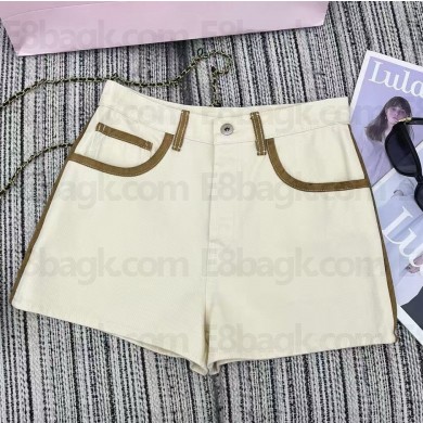 Miu Miu Denim and leather shorts GWP530 White 2025
