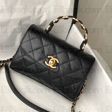 Chanel Wrinkled lambskin Flap bag in black   As2477