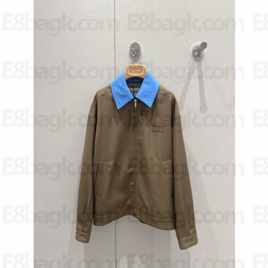 MIU MIU Tundra Gabardine blouson jacket with poplin collar 2025