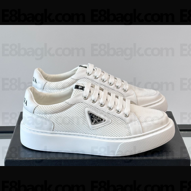 Prada men's sneakers mesh and leather white 2025