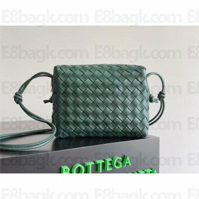 Bottega Veneta Mini Loop Camera Intrecciato leather cross-body Bag dark green 2024