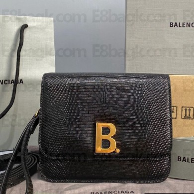 Balenciaga Cowhide Lychee pattern Flap bag in Black Bb003 2021