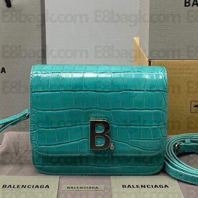 Balenciaga Cowhide Crocodile embossed Flap bag in Green Bb012