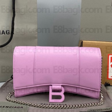 Balenciaga Cowhide "B" Metal buckle Chain bag in Pink Bb017
