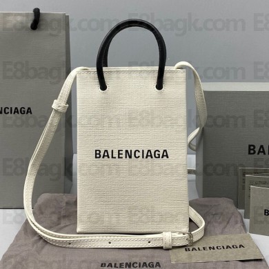  Balenciaga Palm print canvas Handbag in White Bb070
