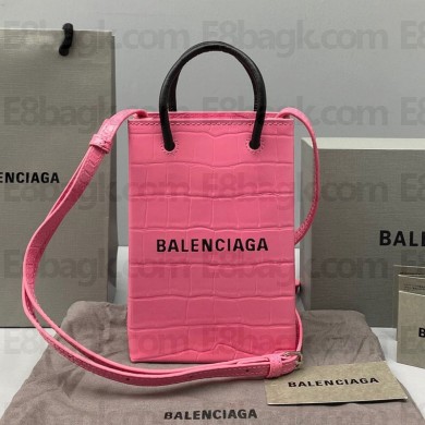 Balenciaga Crocodile pattern Handbag in Pink Bb075