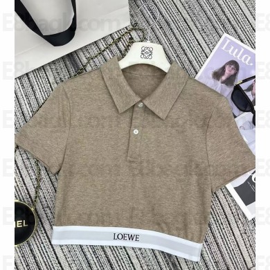 Loewe Cropped polo in cotton and wool beige 2025