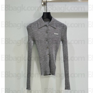 MIU MIU GREY KNITTED CARDIGAN 2025