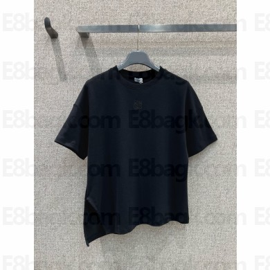 LOEWE black Asymmetric t-shirt in cotton blend 2025