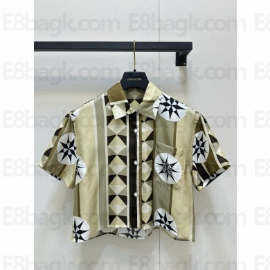 LOEWE Beige/Multicolor Short sleeve shirt in silk 2025
