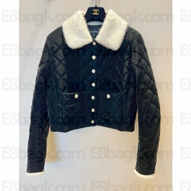CHANEL black Coated Canvas, Wool & Alpaca JACKET P77333 2024