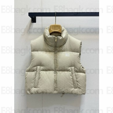 MIU MIU logo-jacquard VEST BEIGE 2024